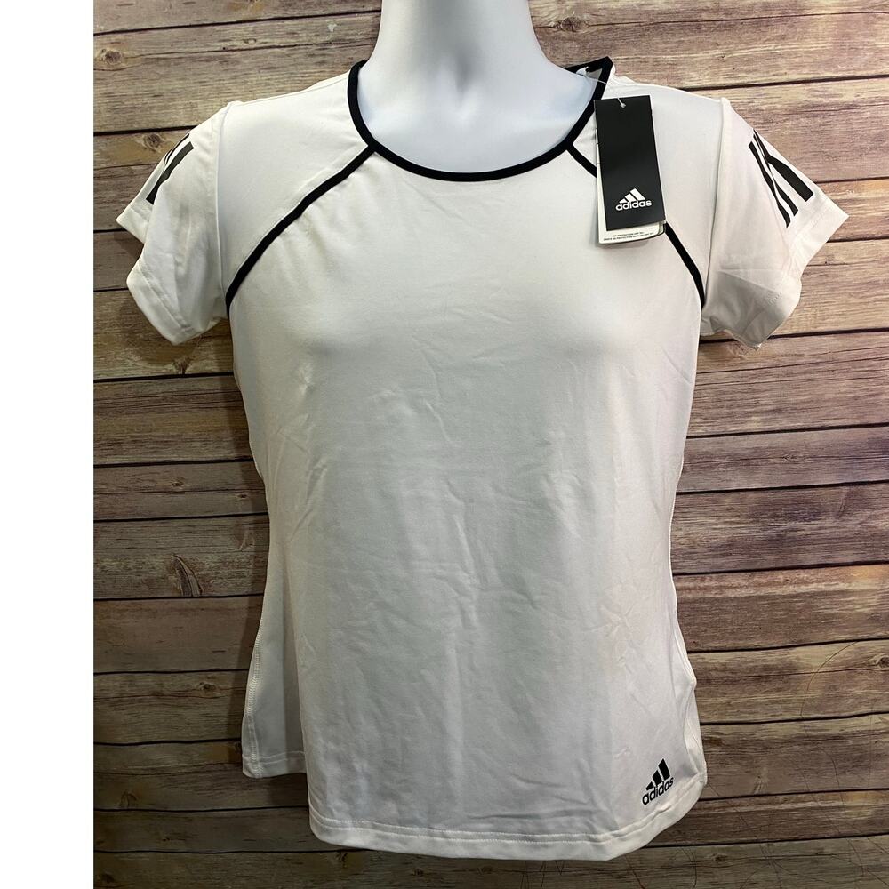 Adidas Women’s Club Climalite Tennis T‑Shirt — NEW — Medium — White/Black